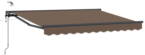 HFXHIJXQ Toldo de brazo articulado 3,5 x 2 m, color topo – Toldo semicasete para terraza y balcón – Toldo robusto con mando a distancia y manivela – Protección solar exterior
