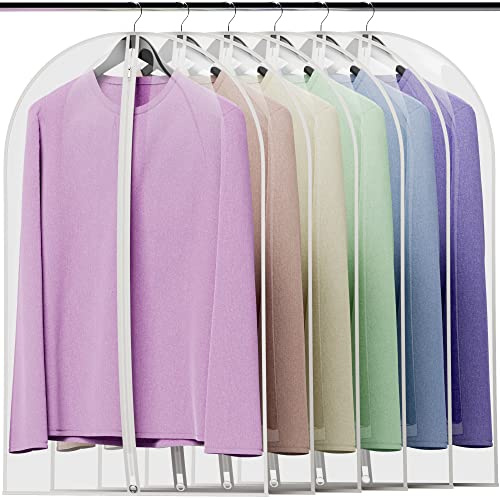 HANGERWORLD 12 Pack Clear 40inch Showerproof White Trim Suit Coat Garment Clothes Carry Cover Protector Bags
