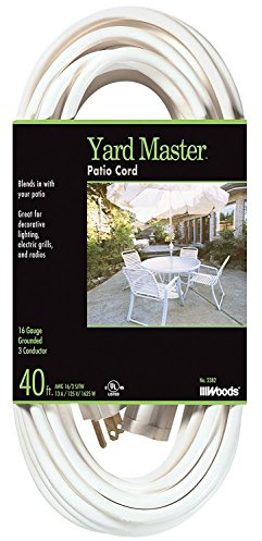 Southwire Outdoor Extension Cord - Light-Duty Landscape & Patio Cable - SJTW Extension - 16 Gauge - 3 Conductor - Weather Resistant - White - 40 Foot