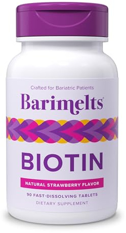 BariMelts Biotin 5000mcg, 90 Fast-Dissolving Tablets (3-Month Supply), Sugar-Free Bariatric Vitamins for Women, Natural Strawberry Flavor​