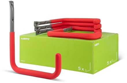 Alberts 802196 Wandhaken | wahlweise in verschiedenen Größen | grau, mit roter Gummierung | Durchmesser Ø18 mm | 300 x 250 mm | 5er Set