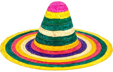 NET TOYS Sombrero Mexikanischer Hut, mehrfarbig, Strohhut, Partyhut, Karneval, Mexiko