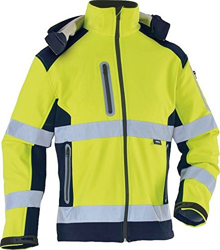 TRIUSO wasserabweisende Warnschutzsoftshelljacke mit heraustrennbarer Kapuze in gelb (S)
