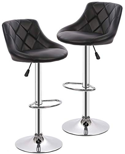 BestOffice Counter Height Bar Stools Set of 2 Bar Stools Swivel Stool Height Adjustable Bar Chairs with Back PU Leather Swivel Bar Stool Kitchen Counter Stools Dining Chairs