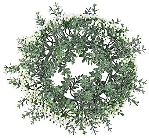 Ideen mit Herz Deko-Kranz, Design 7, innen: Ø 11cm, außen: Ø 25cm, mit weißen Knospen