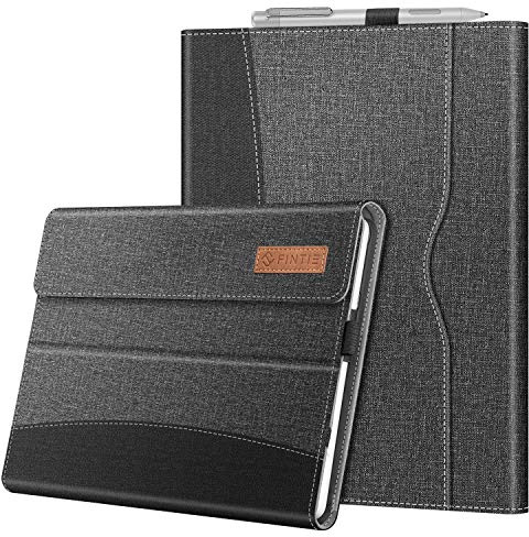 FINTIE Coque pour Microsoft Surface Go 4/3/2 10.5 Pouces (2023/2021/2020) et Surface Go 10 Pouces 2018, Housse Multi-Angles Ajustables Folio Etui avec Poche de Documents, Denim Gris