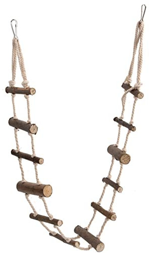 Fdit Vogelleiter Spielzeug Hamster Treppen Holz Flexible Hängebrücke Kletterschaukel für Papagei Wellensittich Sittich Nymphensittich African Grey Hamster Eichhörnchen
