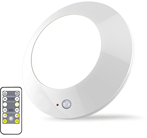 HONWELL LED Deckenlampe, Deckenleuchte mit Bewegungsmelder, Batteriebetrieben LED Deckenleuchte Badezimmerleuchte mit RF Fernbedienung, Kabellos Sensorleuchte für Garage Flur Speisekammer Korridor