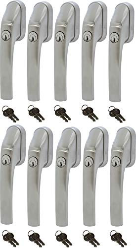 ABUS FG300 ER, abschließbarer Fenstergriff in Edelstahl-Optik, im Set 10 Stück alle gleichschließend AL0145 mit insgesamt 20 Schlüssel