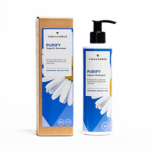 PURIFY Champu pelo Graso I Natural 100% y 81% Ecológico I Cabello limpio durante días I Champú pelo graso para mujer y hombre 250ml