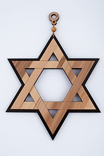 Olive Wood Gifts Shop Star of David Ornament (8 Inch) - Wood 'Magen David', Crafted in Israel