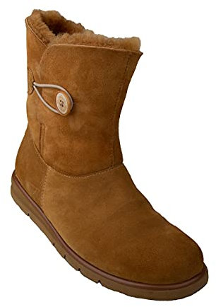 Lei by tessamino Stivali da donna in pelliccia di agnello, Franka, larghezza H, con fodera calda, traspiranti, antivento, plantare intercambiabile, in pelle d'agnello, per esterni, marrone, 37 EU