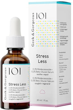 Geek & Gorgeous STRESS LESS – Hautberuhigendes Serum mit Beta-Glucan & Madecassoside – Reduziert Rötungen, stärkt die Hautbarriere & spendet Feuchtigkeit – Für alle Hauttypen – 30 ml Pipettenflasche
