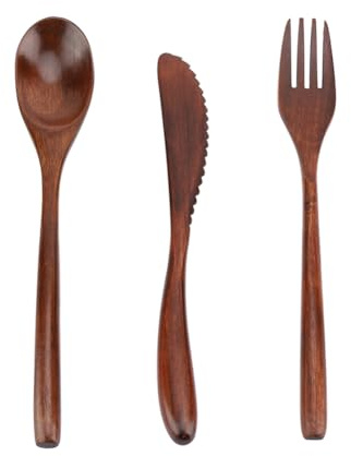 Joyzan Bamboo Travel Cutlery Set, Reusable Spoon Fork Knife Wooden Cutlery