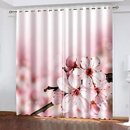 MTBDyyds Verdunkelungsvorhänge 3D Drucken 150X166Cm Rosa Mode Blumen Verdunklungsvorhänge Kinderzimmer 2 Stück Vorhang Blickdicht Ösenschal Kindergardinen Junge Verdunklungsgardine