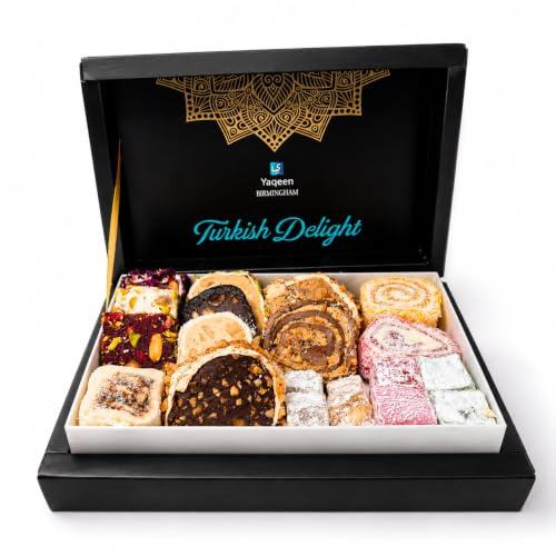 Turkish Delight Lokum Mix Gift Box 16 different flavours Deluxe Sweets Oriental Marshmallow Gift Box Gourmet Soft Candy Vegetarian Halal 350 g