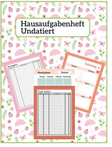 hausaufgabenheft 2022/2023 undatiert: Schulplaner , Hausaufgabenplaner Grundschule , Schülerkalender , mit 2x Stundenplan für ein Jahr mit Stundenplänen DIN A5