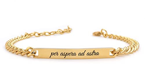 ALMENDRA Bracciale da uomo personalizzato in acciaio con incisione personalizzabile braccialetto regalo ragazzo nome frase inciso amico scritta (Catena 4mm Oro)