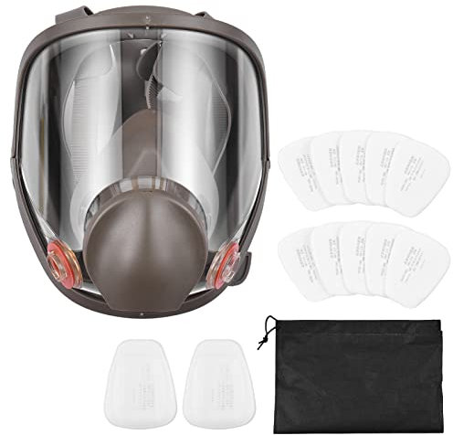 KKnoon Wiederverwendbare Atemschutzmaske Vollmaske 6800 Gasmaske Atemschutz Vollgesichtsabdeckung Breites Sichtfeld zum Lackieren von organischem Dampfschweißen, Polieren, Holzbearbeitung
