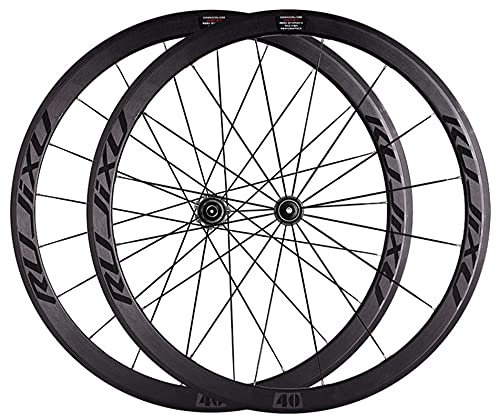 Fahrrad Laufradsatz 700c Felge 40mm Schnellspannräder V/C-Bremse Carbon-Nabe Für 7 8 9 10 11-Fach Kassette 1925gr Rennrad-Fahrradräder (Color : Black hud, Size : 700C)