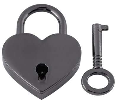 ANKROYU Piccolo Lucchetto in Lega di Zinco a Forma di Cuore D'amore, Lucchetti Vintage in Metallo Nero Per Portagioie, Diario, Ciondolo Decorativo Per Borsetta