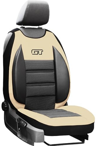 moto-MOLTICO Autositzbezüge – Autositzschoner Universalgröße - Sitzauflage Auto - Ökologisches Leder - Sitzbezug Auto Fahrersitz - Matte für Sitze - Schonbezug Autositz - Beige