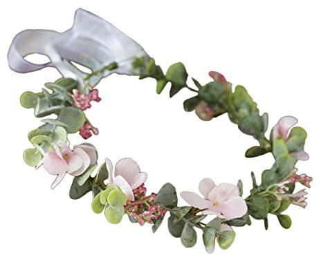 TOYANDONA Blumenkranz Haarschmuck Braut Stirnband Beflockt mit Eukalyptus und Schleierkraut Handgefertigtes Blumendesign Leicht Bequem für Hochzeit Festlichkeit Besondere Anlässe