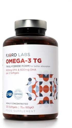 Omega-3 TG Form | IFOS Certified | 900mg EPA + 600mg DHA | 120 Softgels | Heavy metal tested, TG form for higher absorption, Ultra purified, Low oxidation