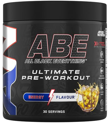 Applied Nutrition ABE Pre Workout - All Black Everything Pre Workout Powder, Energy & Physical Performance with Citrulline, Creatine, Beta Alanine (375g - 30 Servings) (Energy Flavour)
