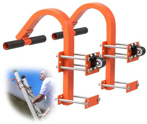 Toovem 2Pcs Ladder Hook for Roof, Ladder Stabilizer Accessories for Ridge and Gutter, Heavy Duty Steel Ladder Standoff Roof Hook with Non-Slip Rubber Pad Damage Prevention