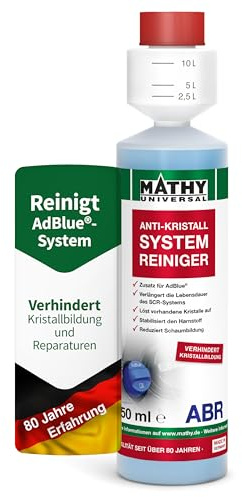 MATHY-ABR Anti Kristall Systemreiniger, 250ml, Zusatz für AdBlue® | Hochkonzentriertes Additiv gegen Kristallbildung im AdBlue® Tank & SCR-Einspritz-System, Hochwirksamer Diesel Reiniger