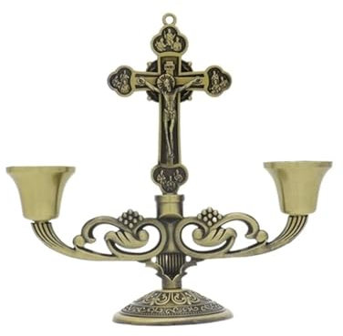 Kandelaber 3 Arme Kandelaber Kerzenhalter Kruzifix Säule Taper Kerzenständer Ständer Für Hochzeit Kerzenständer (Color : Bronze, Size : 13 * 12CM)