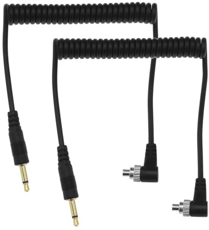 Create idea Blitz-Spiralkabel, Blitzkabel, Digitalkamera-Synchronisationskabel, 3,5 mm auf PC-Synchronisationskabel, kompatibel mit Nikon, kompatibel mit Canon-Kamera-Zubehör, 2 Stück | Synchronisationskabel für Digitalkameras, kompatibel mit Nikon, kompatibel mit Canon, Kamera-Zubehör