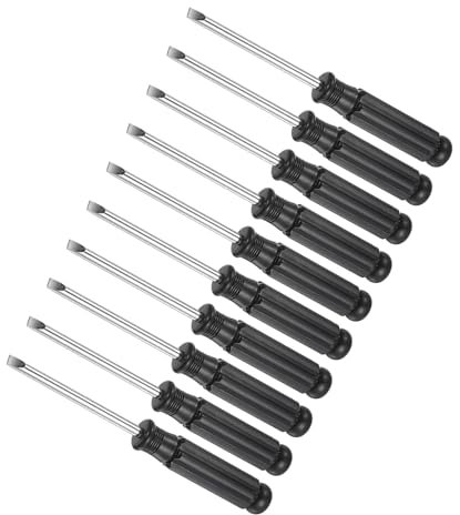 CoCud Mini Tournevis Fendu, Taille 5.0mm, Longueur 142mm, Acier au Carbone, Petit Tournevis à Tête Plate avec Poignée Noire Antidérapante - (pour Lunettes, Montres), 10 Pièces