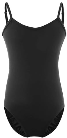 XiaoMoSha Girls Gymnastics Leotards Camisole Vests for Ballet Dance, Seamless Undergarment Bodysuits Dancewear for Children,Adjustable Straps,Black,13-14 Years