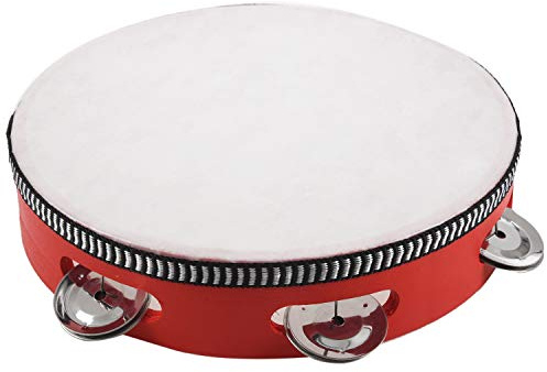 Grendly Tamburin-Tamborin-Trommel, rund, Percussion, KTV , Rot, 20,3 cm