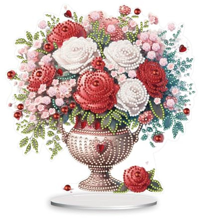 Generisch DIY Diamond Painting Tisch Deko, 5D Diamant Painting Rose Schmetterling Blumen Vögel Tischdeko, Diamant Malerei Stehend Kunst Set, Ornamente Geschenke für Zuhause,Büro Dekoration (12)