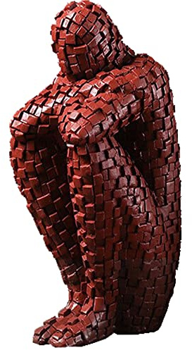 Estatua Moderno, Pensador Abstracto Adorno Salon Moderno, Abstracto Estatua Resinoso Moderno, Artístico Figura Decoracion Salon, Ornamento Arte, Decoracion para Casa Hogar Salon Escritorio (Rojo)