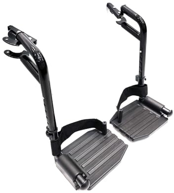 Wheelchair Swing Away footrests,Economy Footrest for Standard Wheelchairs and Transport Chair, Composite Footplates and Heel Loops,Universal Swing-Away Footrests, Same Function as T93.(1 Pr, Black)