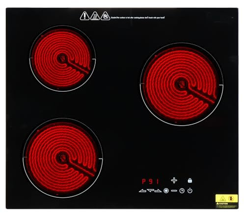 TactFire Plaque Vitrocéramique Encastrable 3 Feux, Table de Cuisson 5200W