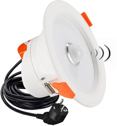 FSLiving 12W LED Einbaustrahler mit Bewegungsmelder, 230V Warmweiß 3500K, 1 Stück Möbeleinbauleuchte Einbauspots Deckenspot für Kabinett Badezimmer Küche, 11.5-12.5CM