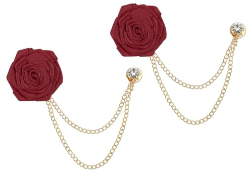 QUARKZMAN Broches à Chaîne Fleur cm, Broche Costume Revers Homme Marié en Alliage Tissu, Chaînes Suspendues de Costumes pour Mariage Dîner Cérémonie, PCS Profond