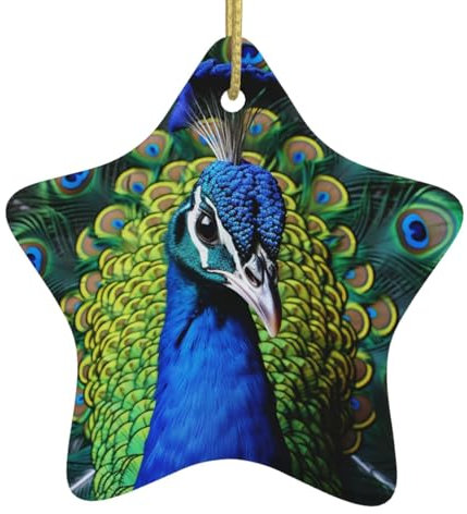 Weihnachtsschmuck Weihnachtsbaum Keramik Hängender Blauer Pfau Keramik Ornament Porzellan Ornament für Xmas Weihnachtsschmuck Stern Hängend