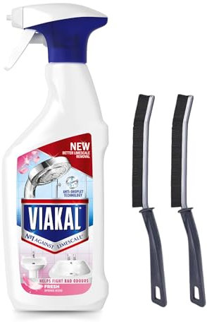 Limescale Remover Bundle: Fresh Spring Rose Heavy Duty Limescale Remover Bathroom Cleaner Spray with Bonus 2 Crevice Cleaning Brushes - Ideal for Limescale Removal on Toilet, Shower & Kitchen Surfaces