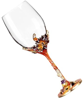 FELTECHELECTR Enameled Wine Glass Large Crystal Goblet Decorative Cup Sherry Glasses