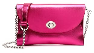 MISAKO Lijia-1 Mini borsa a tracolla metallica per feste - Mini borsa per i tuoi essenziali - Borsa per telefono cellulare e piccoli oggetti Lijia-1 Fucsia 13 X 20 X 2 cm