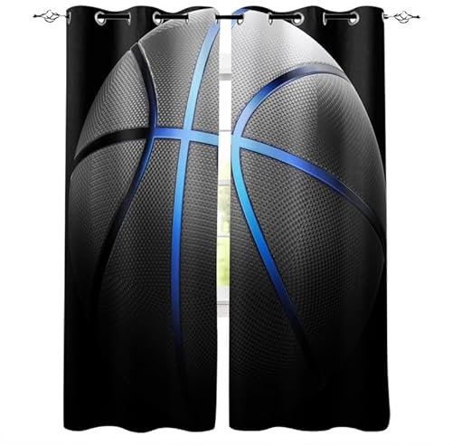 Rptidmv Vorhänge mit Ösen Basketball Vorhang Blickdicht Verdunklungsvorhänge Thermovorhang Schallschutz - Wohnzimmer Schlafzimmer Büro Deko Garten 2er Set -140 x 245 cm (B x H)