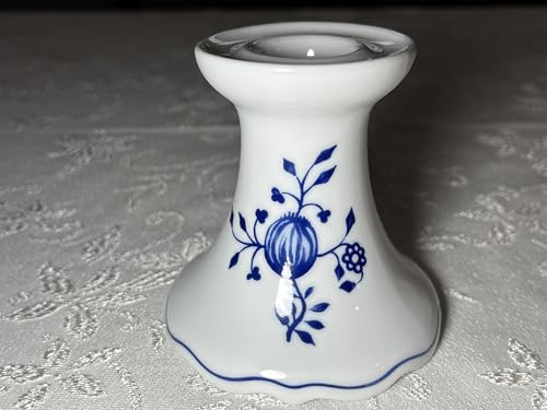 Triptis Zwiebelmuster Porzellan Kerzenständer, blau, weiß 8 cm hoch.