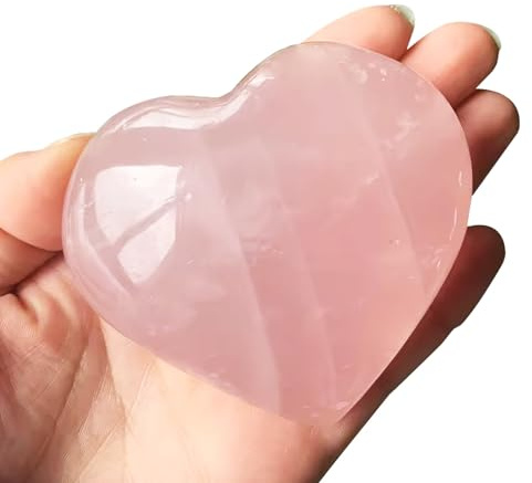 40 mm Pierre de Quartz Rose, Cristaux de Guérison, Quartz Rose Pierre Naturelle, Pierres Précieuses en Forme de Cœur Amour Pour La Guérison énergétique Du Chakra La Méditation Et La Décoration