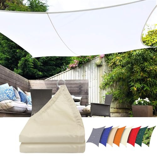 Tenda a Vela Impermeabile,Rettangolare Telo Ombra 4x5m,Vela Ombreggiante Protezione Raggi UV 95%, Tenda Parasole per Esterno, Giardino,Piscina,Terrazzo,Balcone,Patio (Bianco)